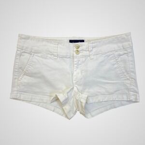 American Eagle Outfitters Womens White Stretch Chino Shorts Low Rise Size 4